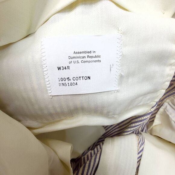 Vintage 80s Seersucker Pants Mens 34x28 USA Beach Pleated Striped Talon Zipper - Picture 4 of 8